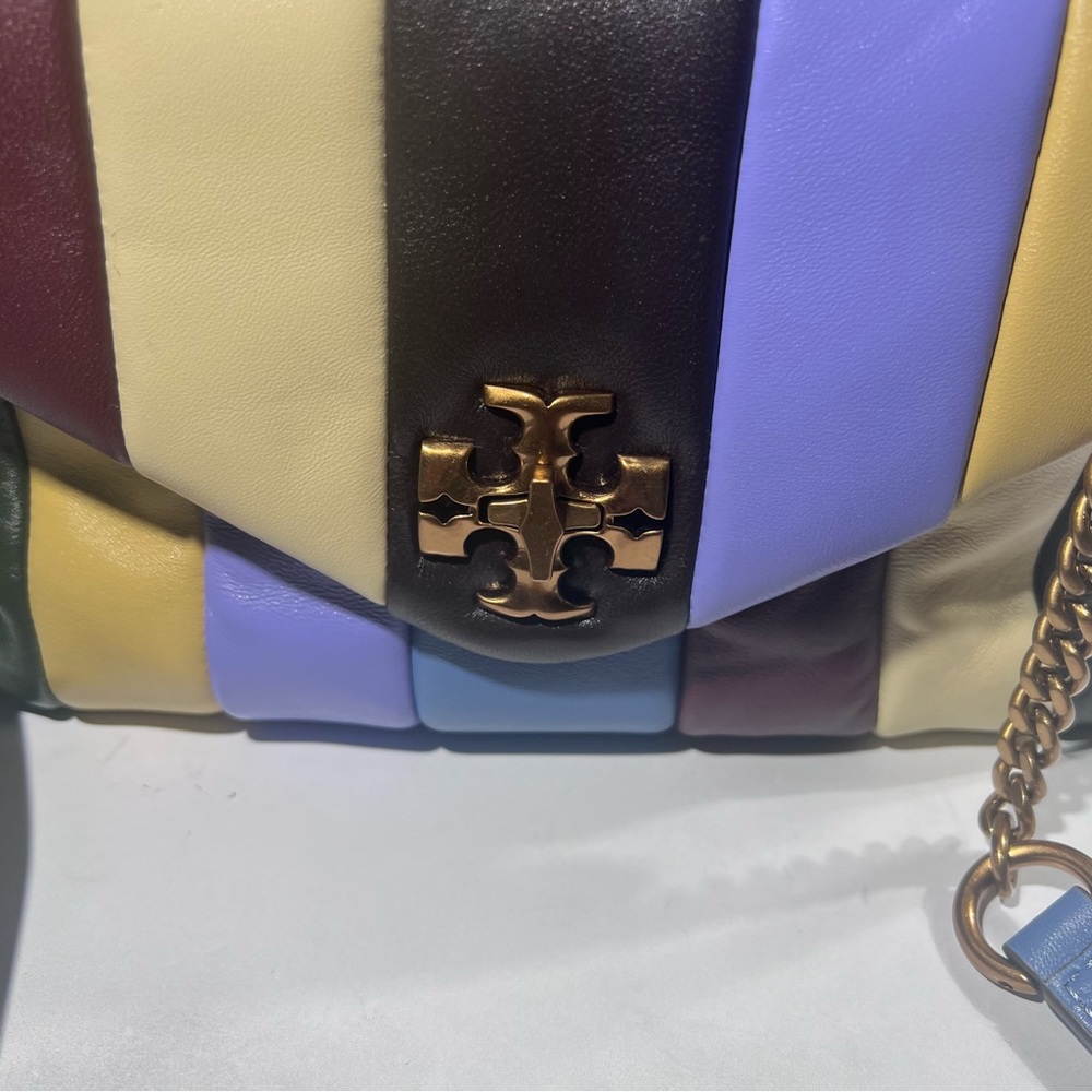 Tory Burch Kira Small Top Handle Quilted Logo Multi Leather Satchel Handbag - Picture 13 of 16